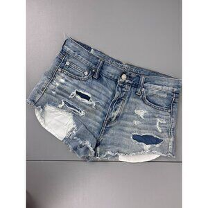 American Eagle women's 4 vintage festival hi-rise cutoff distressed denim shorts